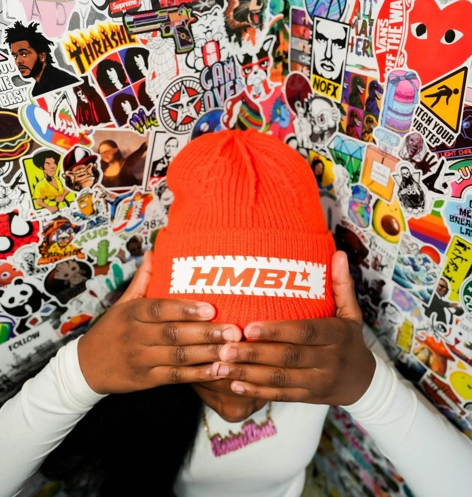 HMBL Fall, orange no ears beanie