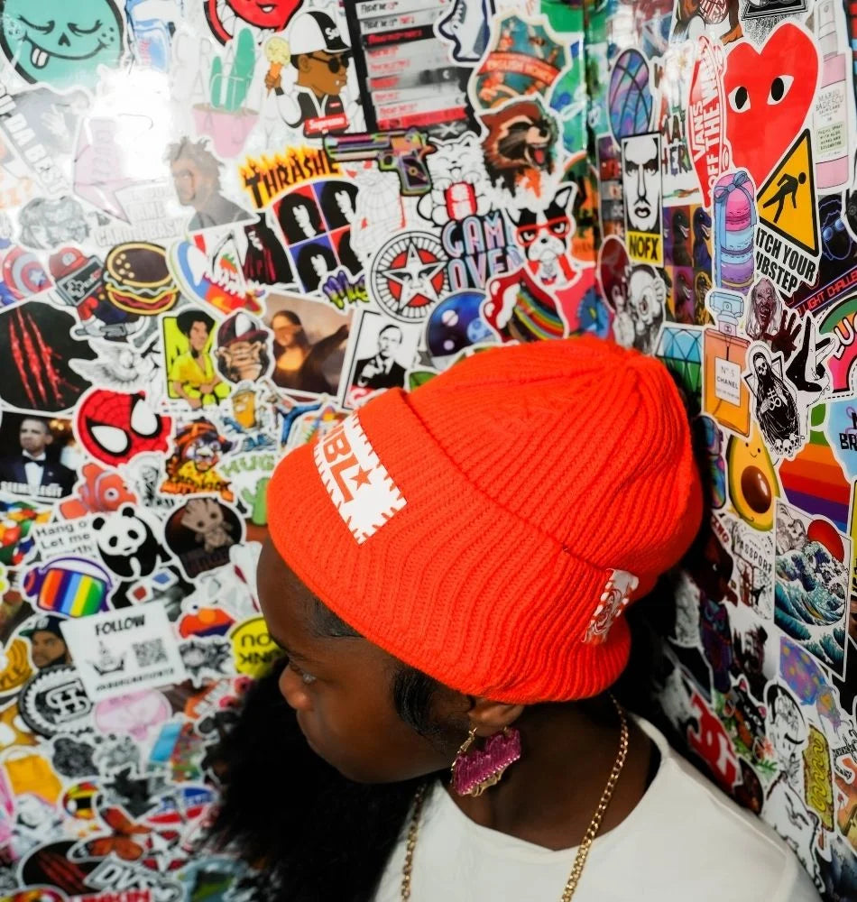 HMBL Fall, orange no ears beanie