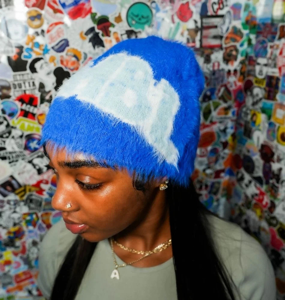 HMBL blueberry Ears fur beanie