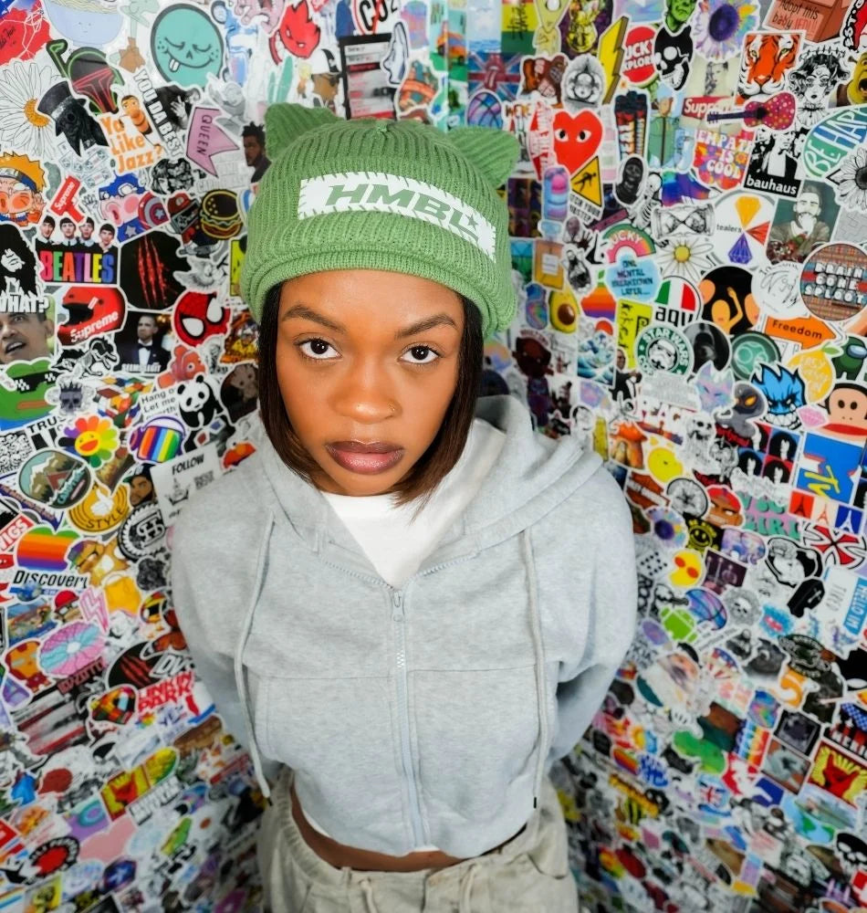 HMBL olive green Triple layer ears beanie