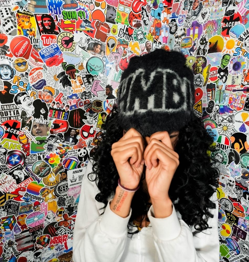 HMBL blackout fur beanie no ears