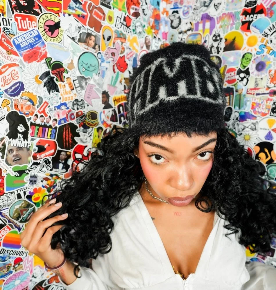 HMBL blackout fur beanie no ears
