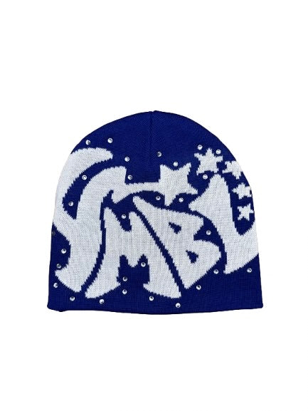 HMBL Royal blue a star is born capsule beanies : rhinestone
