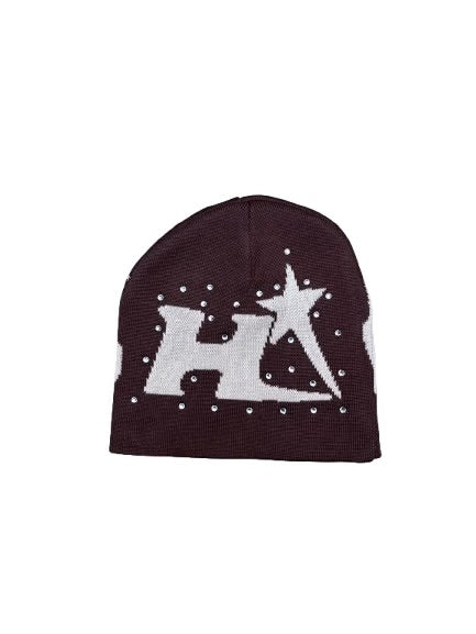HMBL Brown a star is born capsule beanies : rhinestone