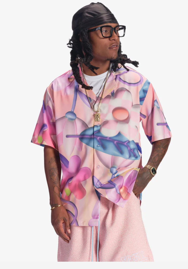 SUGARHILL-"FLORA" BUTTON-UP SHIRT (PINK)SH24-SUM1-54