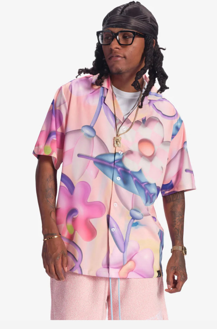SUGARHILL-"FLORA" BUTTON-UP SHIRT (PINK)SH24-SUM1-54