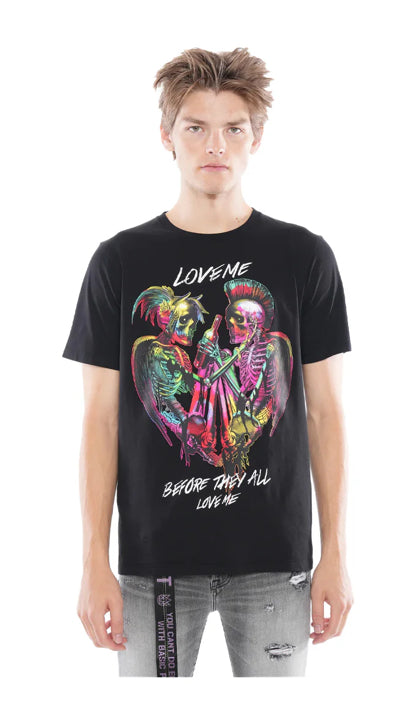 Cult Of Individuality Mens Love Me Crew Neck T-Shirt 623A5-K56A-BLK Black