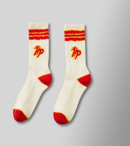 HYDEPARK-Wavy Sock - Cream, Red & Yellow