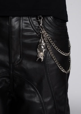 GUAPI-OBSIDIAN BLACK LEATHER PIERCING SHORTS