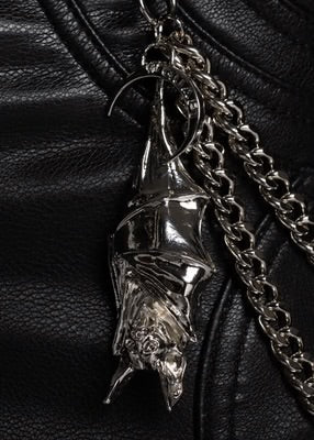 GUAPI-OBSIDIAN BLACK LEATHER PIERCING SHORTS