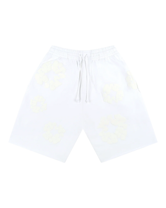 DENIM TEARS Mono Cotton Wreath Shorts White-SS24CR007