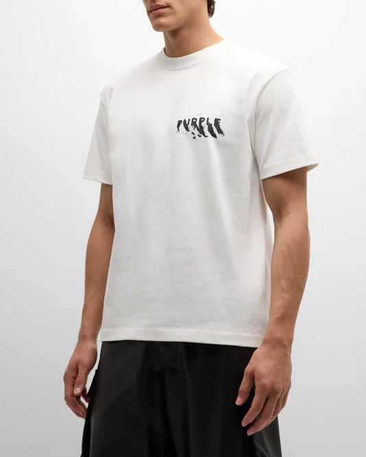 PURPLE-Men's Painted Wordmark Tee-P117-HJCM823