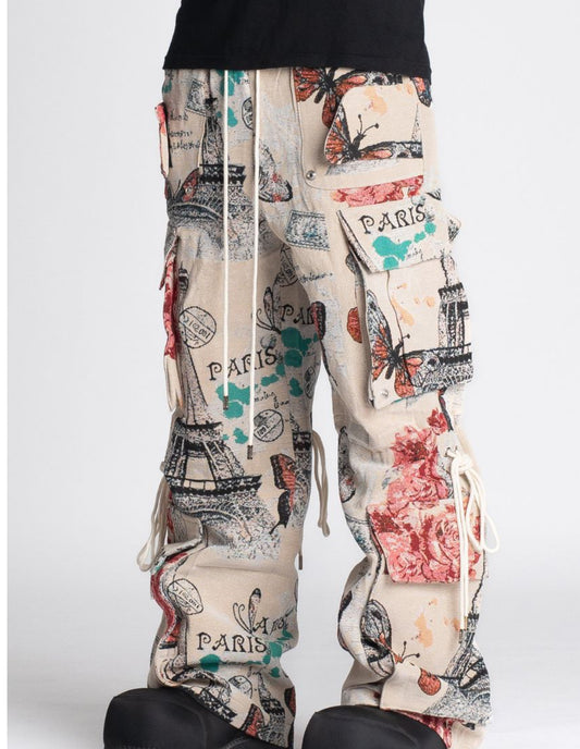 GUAPI-La Ville Lumiere Cargo Tapestry Pants-223LVLCD
