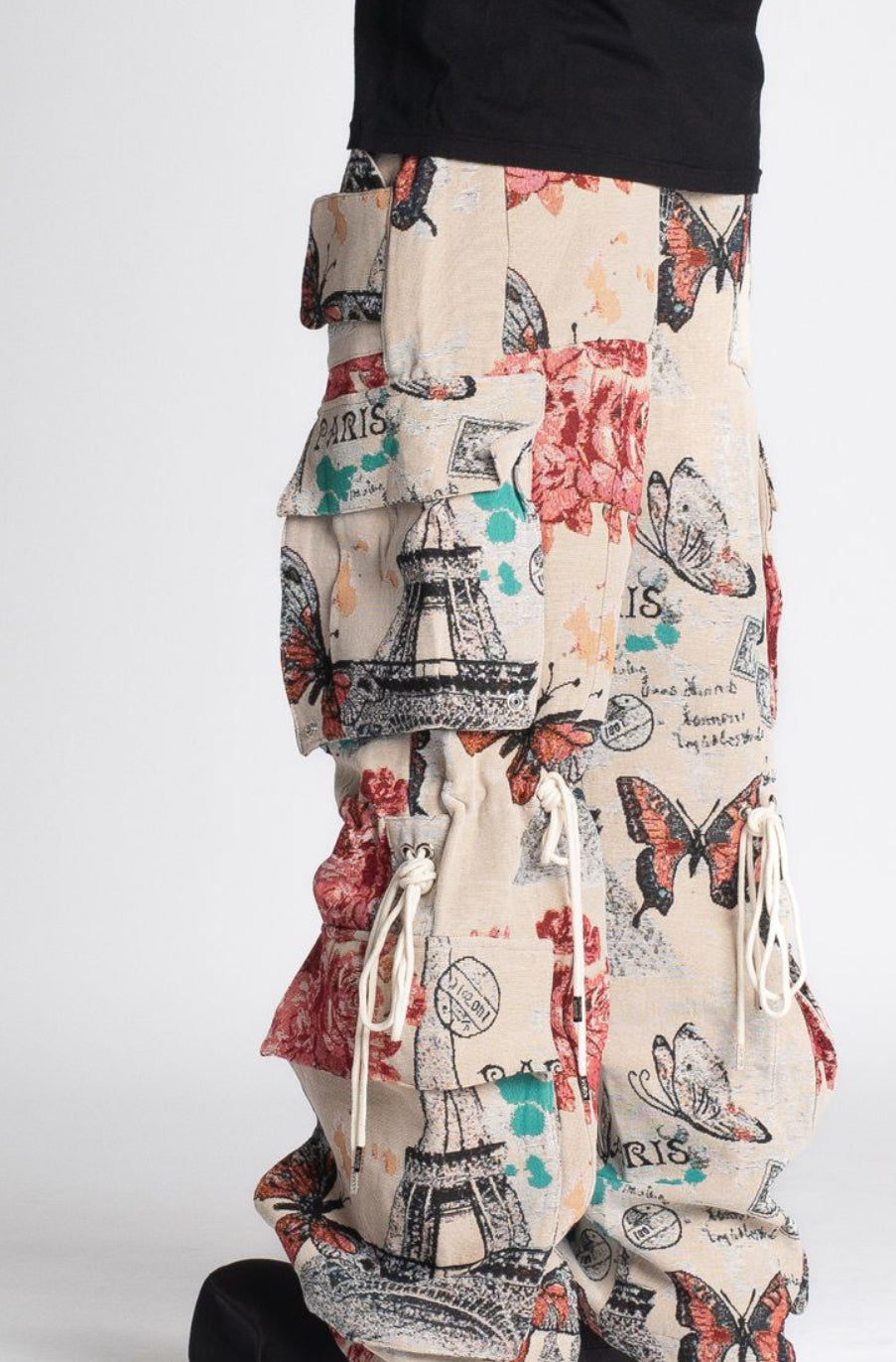 GUAPI-La Ville Lumiere Cargo Tapestry Pants-223LVLCD