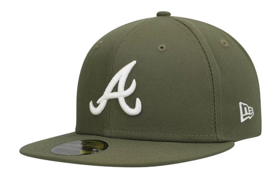 NEW ERAMen's New Era Olive Atlanta Braves White Logo 9FIFTY SNAPBACK Hat