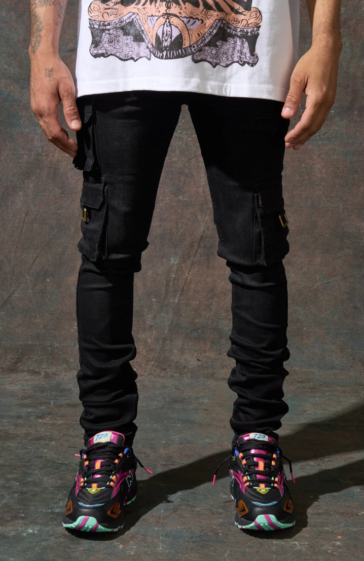 SERENEDE-"PANTHERA" CARGO JEANS-PNTH-WSBLK