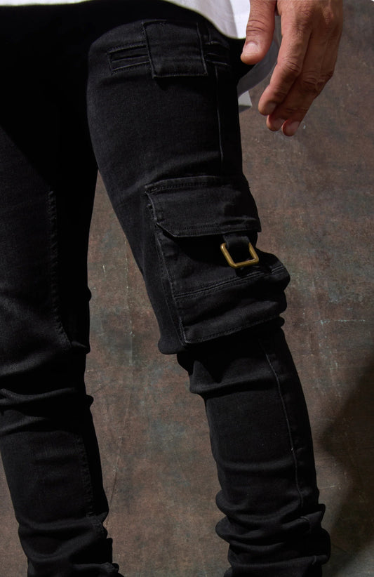 SERENEDE-"PANTHERA" CARGO JEANS-PNTH-WSBLK