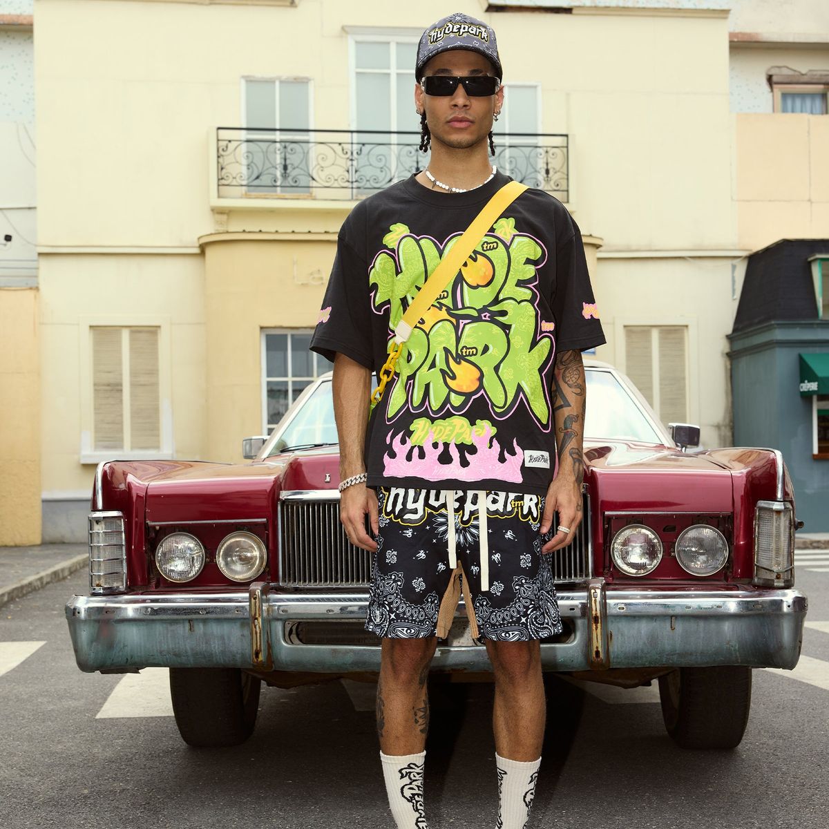HYDEPARKBandana Mash Up Shorts - Black