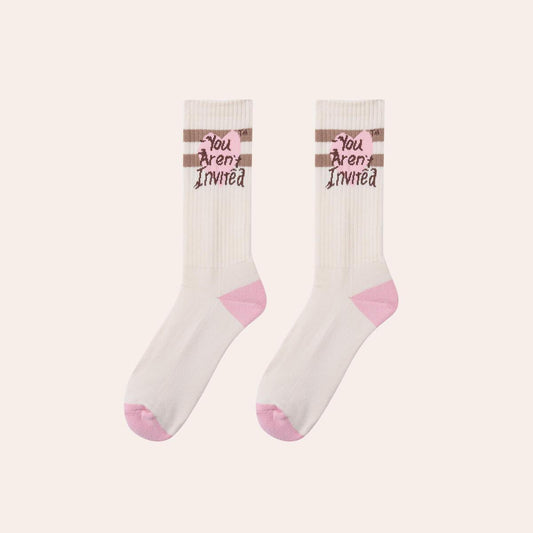 HYDEPARK-Y.A.I. Heart Sock - Off White & Pink