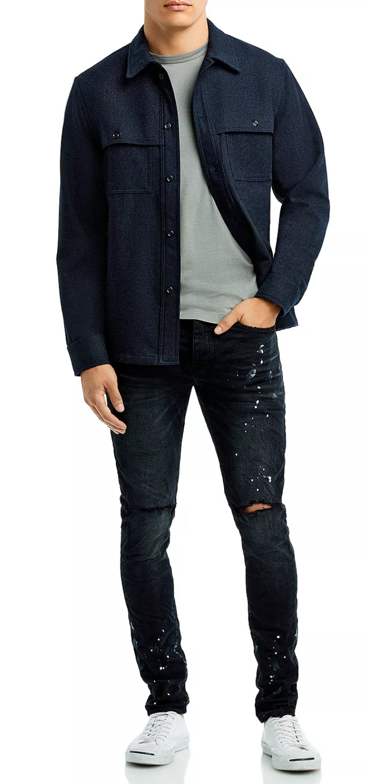 PURPLE- P001 Black Overspray Skinny Jeans