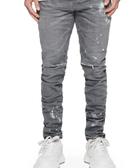 PURPLE-P001 Worn Grey Knee Slit-P001-DGVR526