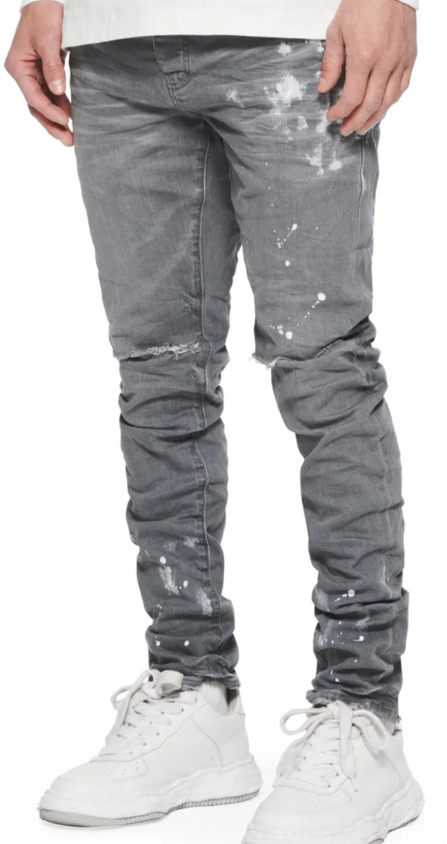 PURPLE-P001 Worn Grey Knee Slit-P001-DGVR526