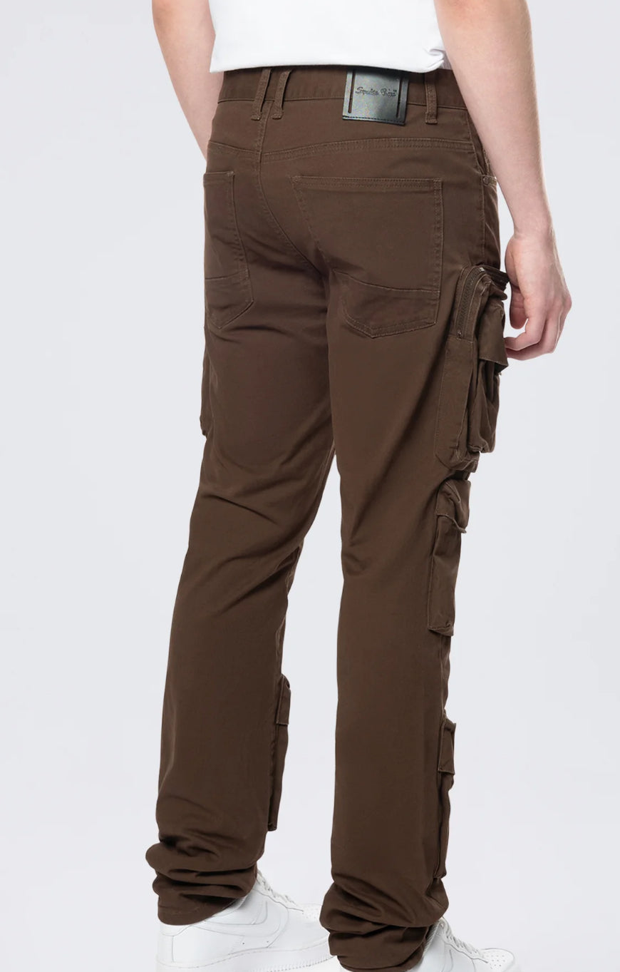 SMOKE RISE-Long Slim 5 Pocket Cargo Twill Pants - Bison-JP24539