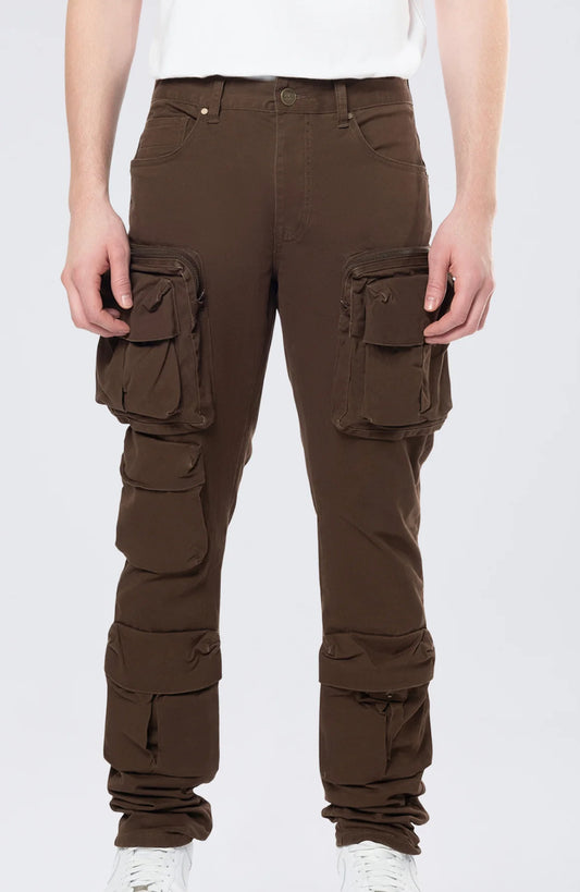 SMOKE RISE-Long Slim 5 Pocket Cargo Twill Pants - Bison-JP24539