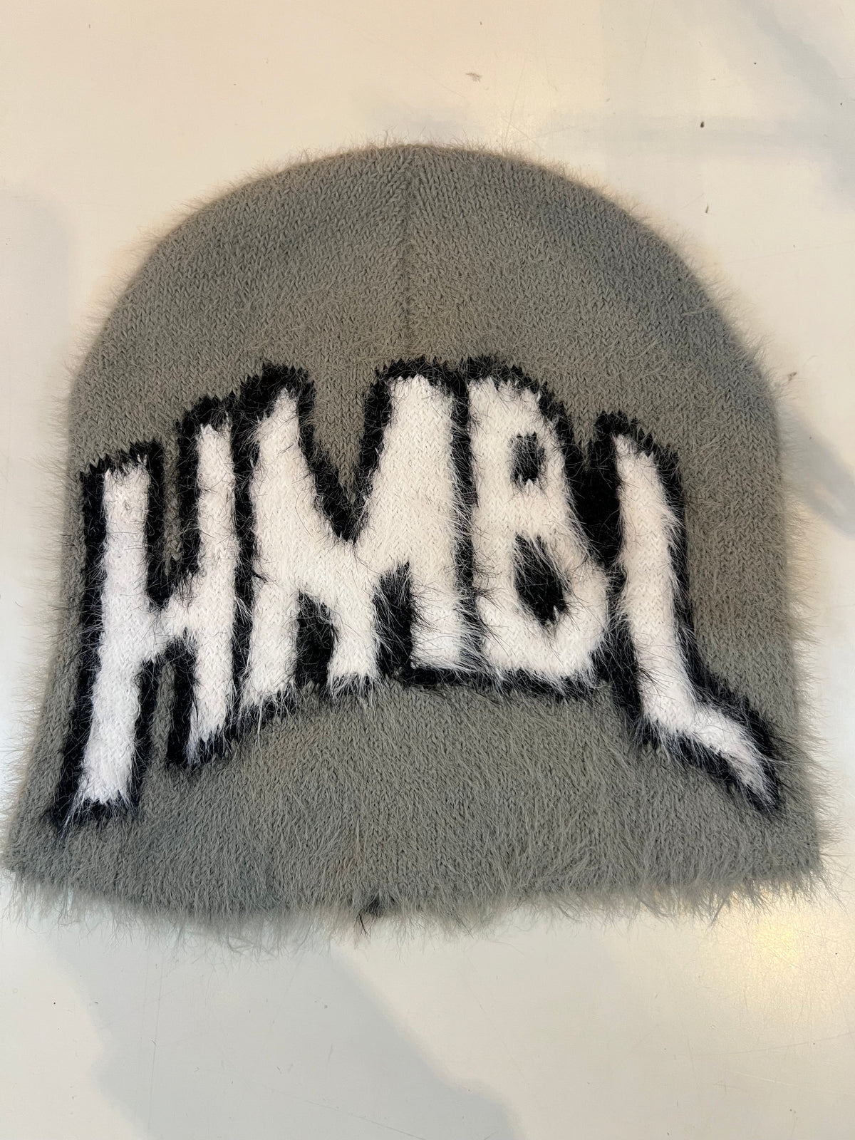 HMBL grey  Fur no ears Beanie