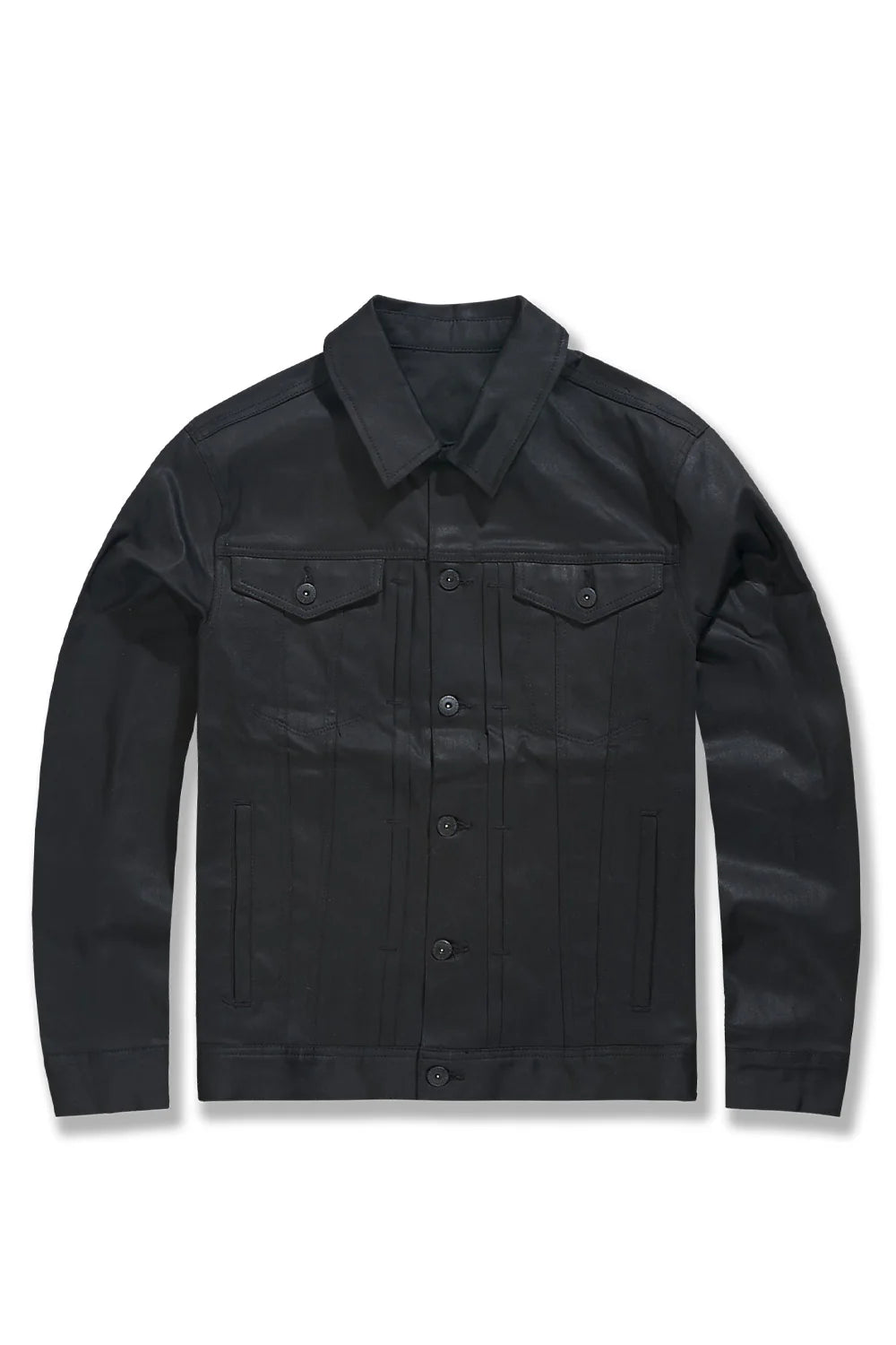 BIG MEN'S SMOOTH CRIMINAL DENIM TRUCKER JACKET (JET BLACK)-JJ460