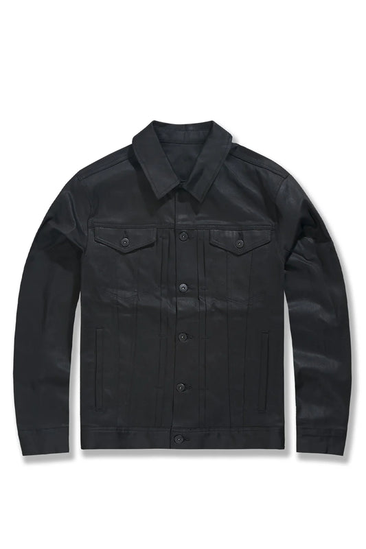BIG MEN'S SMOOTH CRIMINAL DENIM TRUCKER JACKET (JET BLACK)-JJ460