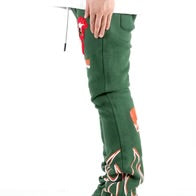 LOVE KLEEP-MEDUSA Heavy weight brushed graphic skinny flare stacked pants-KMP-7910