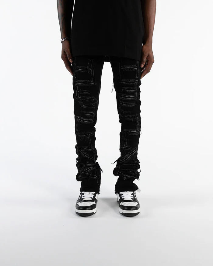 PHEELINGS INSPIRED BY FLARE STACK DENIM (BLACK)-PH-SS23-76