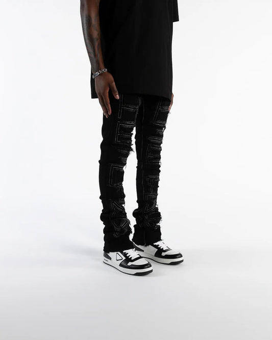 PHEELINGS INSPIRED BY FLARE STACK DENIM (BLACK)-PH-SS23-76