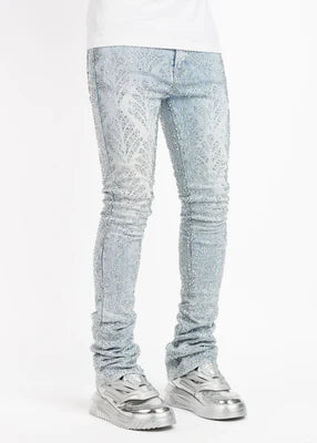 GUAPI-AQUA BLUE EMBELLISHED DENIM V2