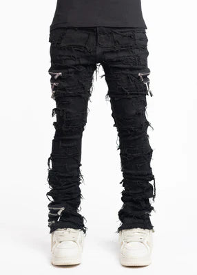 GUAPI-OBSIDIAN BLACK DISTRESSED DENIM