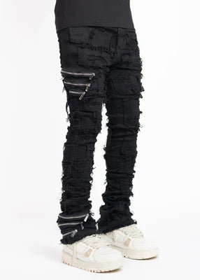 GUAPI-OBSIDIAN BLACK DISTRESSED DENIM