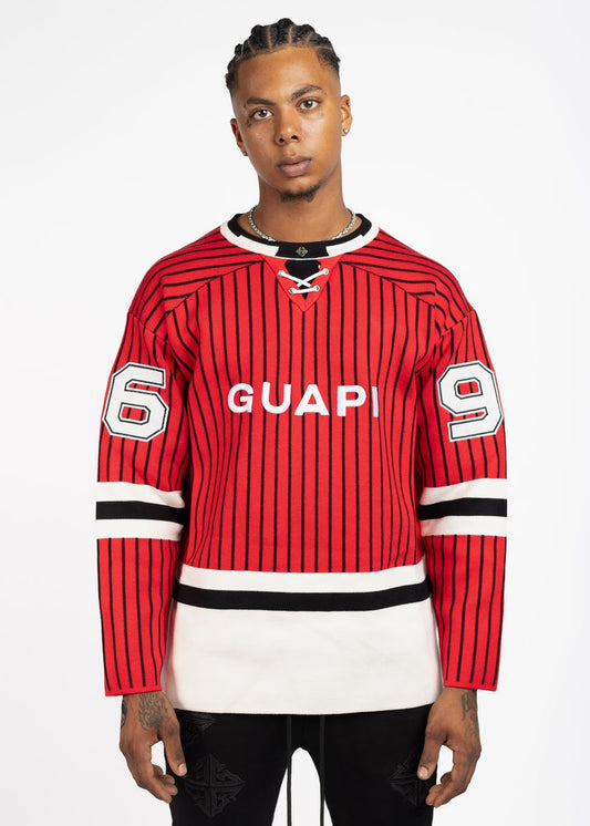 GUAPI-Blood Red Knit Hockey Jersey