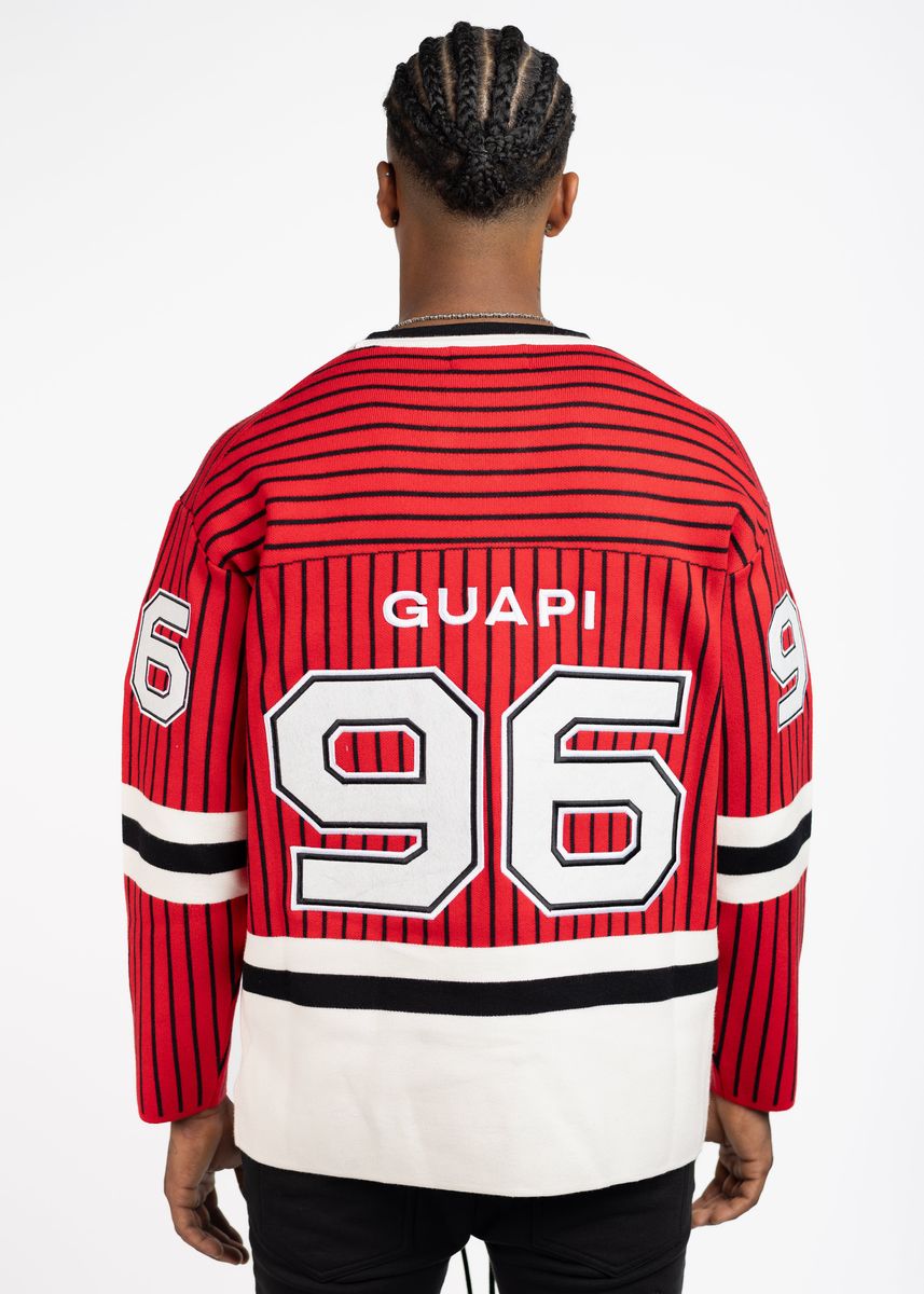 GUAPI-Blood Red Knit Hockey Jersey