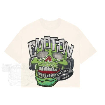 Cream “Monster” Cropped Tee Mixed emotion
