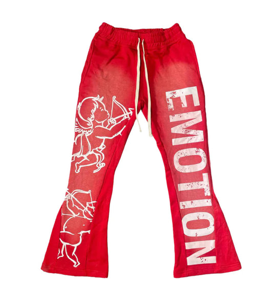 Red “Cupid” Flare Sweatpants MIXED EMOTION