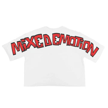 White “Monster” Cropped Tee MIXED EMOTION