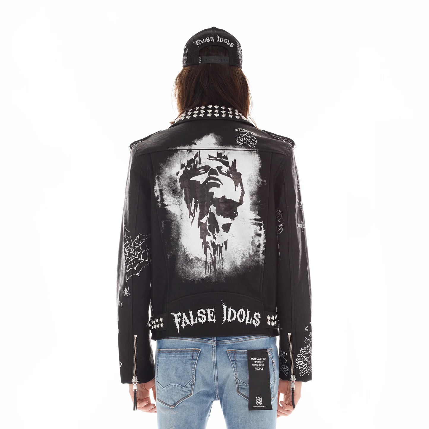 Cult individuality Leather Moto Jacket In Black