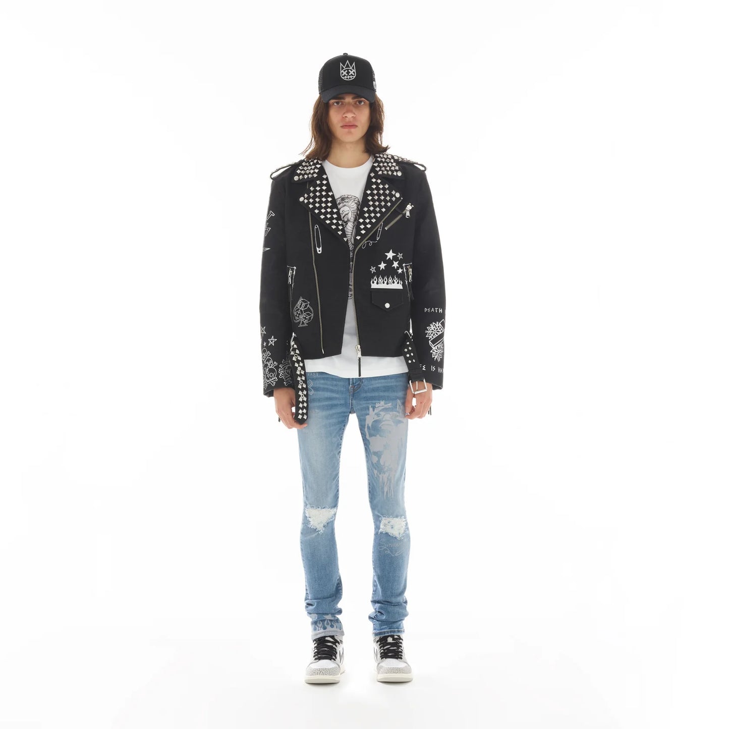 Cult individuality Leather Moto Jacket In Black