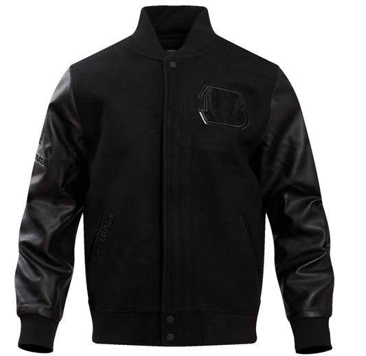 Pep standard NFL CINCINNATI BENGALS TRIPLE BLACK LOGO MEN'S VARSITY JACKET