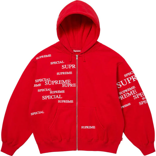 Special Zip Up Hooded Red Sweatshirt
