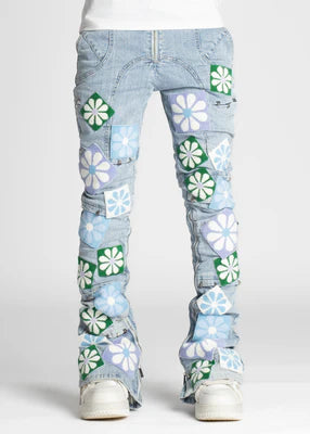 GUAPI-AQUA BLUE FLOWERS DENIM-217ABFD