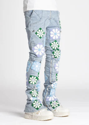 GUAPI-AQUA BLUE FLOWERS DENIM-217ABFD