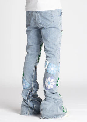 GUAPI-AQUA BLUE FLOWERS DENIM-217ABFD