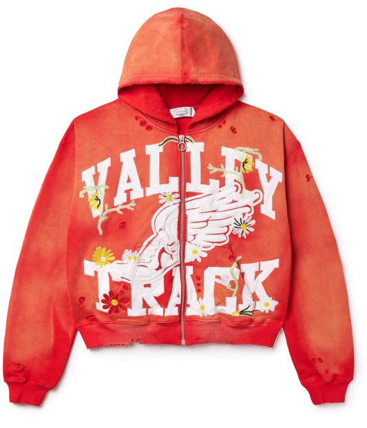 VALE FOREVER RED GARDEN ZIP UP HOODIE